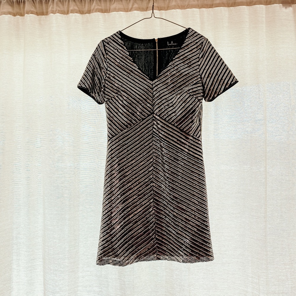 Lulus black, gold, silver sequin dress